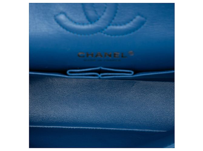 Chanel Blue Small Classic Chevron Lambskin Double Flap - vista 4