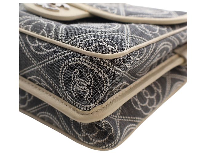 Chanel Gray Camellia Printed Canvas Double Side Flap Marrone - vista 10