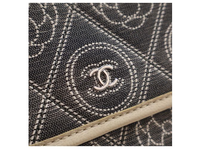 Chanel Gray Camellia Printed Canvas Double Side Flap Marrone - vista 5