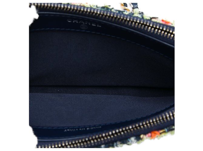 Clutch Gabrielle em tweed azul com duplo zíper e corrente Chanel - vista 4