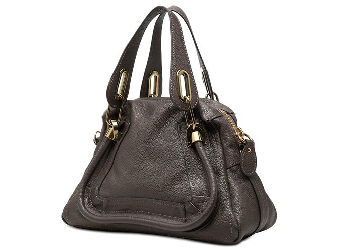 Borsa Chloé Gray Small Pebbled Leather Paraty Marrone Grigio antracite - vista 2