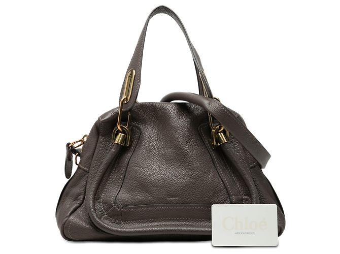 Borsa Chloé Gray Small Pebbled Leather Paraty Marrone Grigio antracite - vista 7