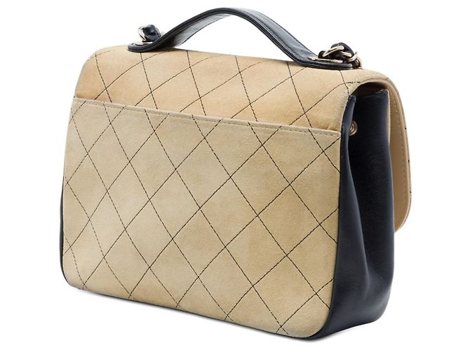 Chanel Beige Medium CC Quilted Suede Business Affinity Flap - vista 2