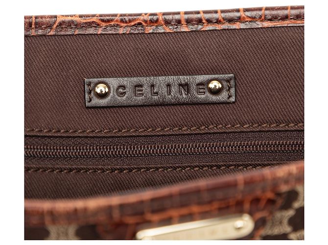 Céline Celine Macadam Canvas Tote mit braunem Krokoprägung-Lederbesatz Dunkelbraun - Ansicht 5