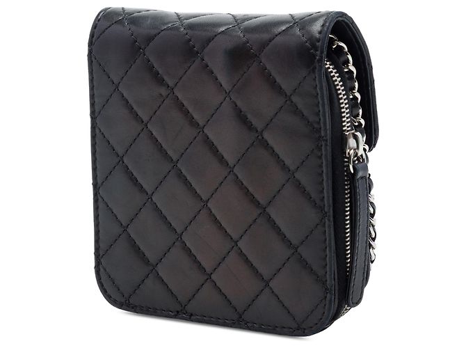 Wallet On Chain Portafoglio con catena Chanel Black CC in agnello trapuntato Nero - vista 2