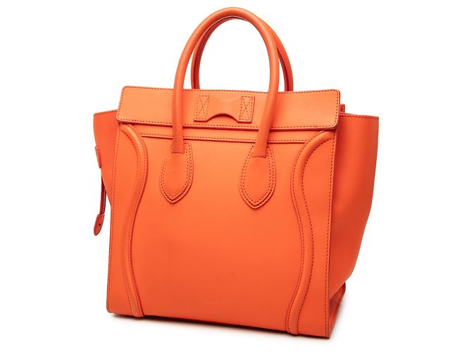 Céline Celine Orange Mini Leather Luggage Tote Arancione - vista 2