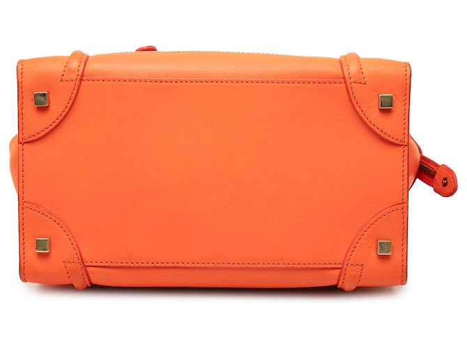 Céline Celine Orange Mini Leather Luggage Tote Arancione - vista 3