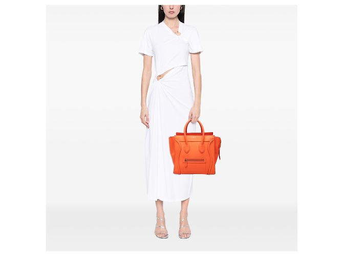 Céline Celine Orange Mini Leather Luggage Tote Arancione - vista 6