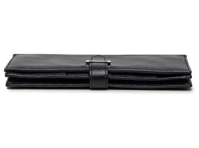Cartera larga Bearn Soufflet en chevre Mysore negro Hermès - vista 3