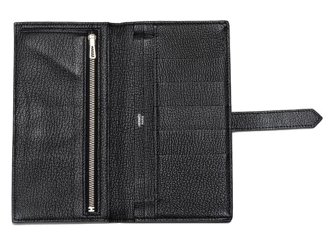 Cartera larga Bearn Soufflet en chevre Mysore negro Hermès - vista 4