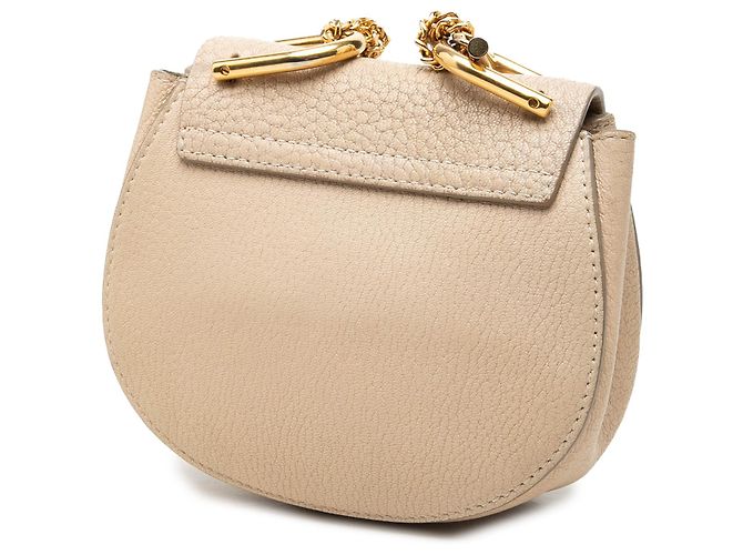 Borsa a tracolla Chloé Drew in pelle di vitello granulata nano marrone Beige - vista 2