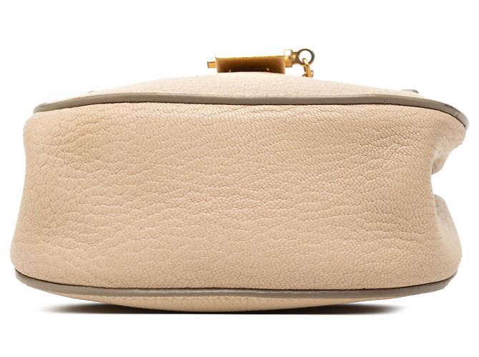 Borsa a tracolla Chloé Drew in pelle di vitello granulata nano marrone Beige - vista 3