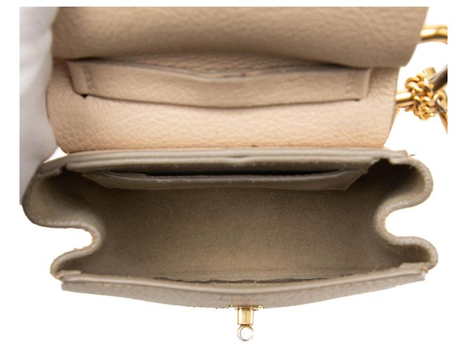 Borsa a tracolla Chloé Drew in pelle di vitello granulata nano marrone Beige - vista 4
