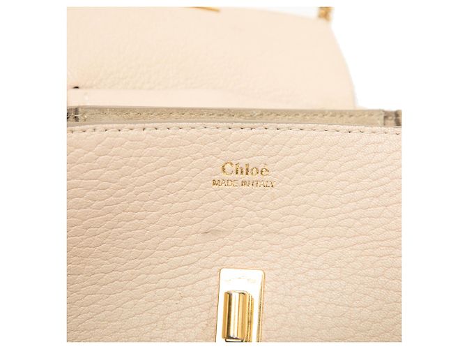 Borsa a tracolla Chloé Drew in pelle di vitello granulata nano marrone Beige - vista 5