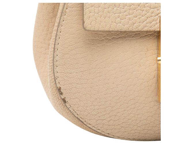 Borsa a tracolla Chloé Drew in pelle di vitello granulata nano marrone Beige - vista 7