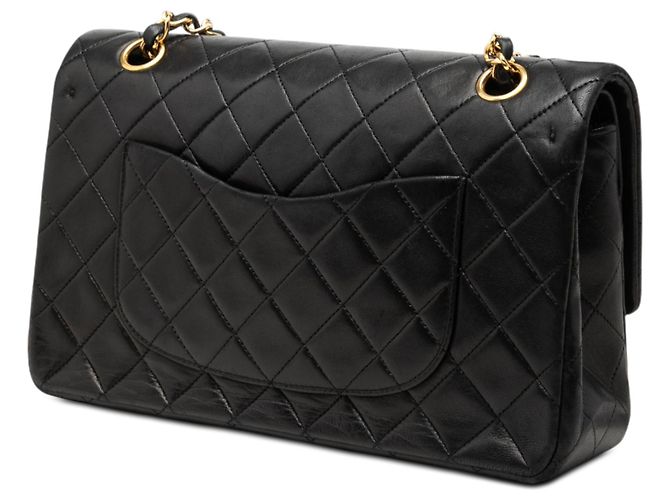 Chanel Black Medium Classic Lambskin Double Flap Nero - vista 2