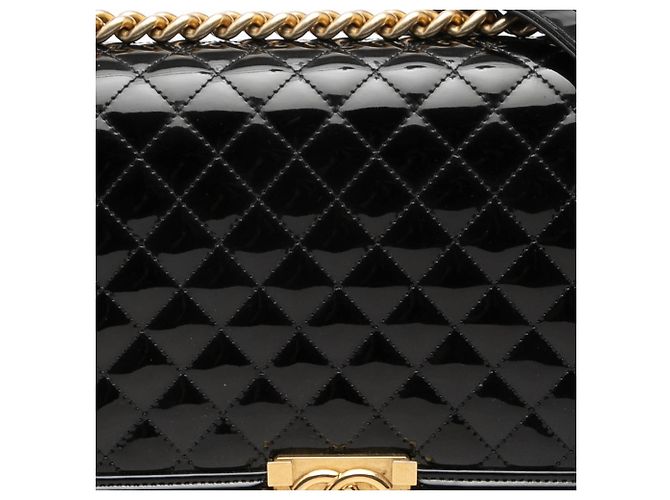 Chanel Black Medium Quilted Patent Boy Flap Nero - vista 6