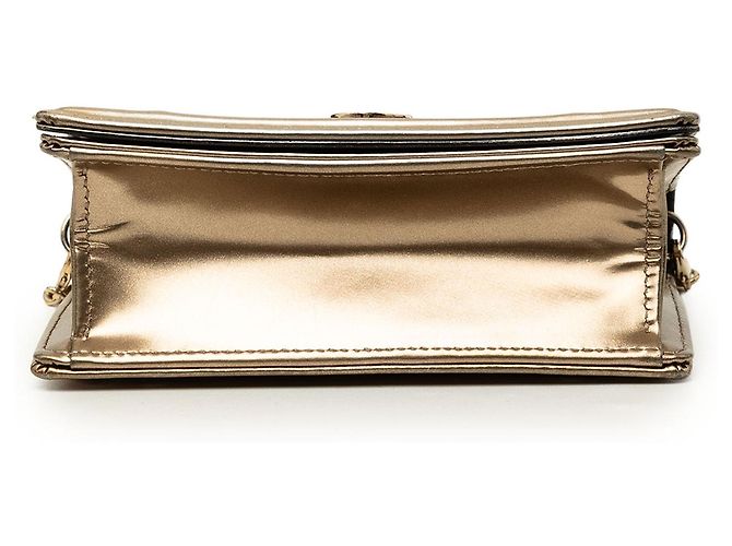 Dior Gold Baby Metallic Patent Microcannage Diorama Flap D'oro - vista 3