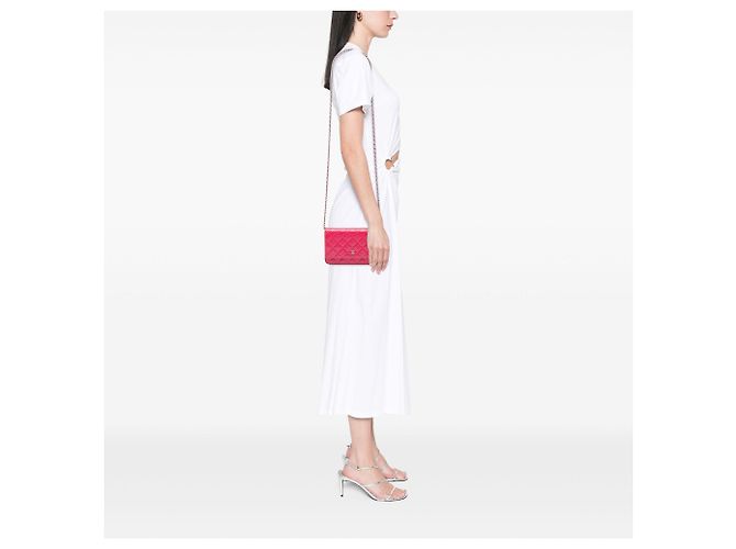 Chanel Pink CC gesteppte Patentleder Wallet on Chain - Ansicht 6