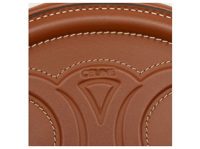Céline Celine Marrone Piccola Borsa a Tracolla in Pelle di Vitello Cuir Triomphe Oval - vista 5