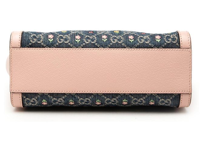 Borsa Ophidia in denim blu con ricamo piccolo GG Gucci - vista 3