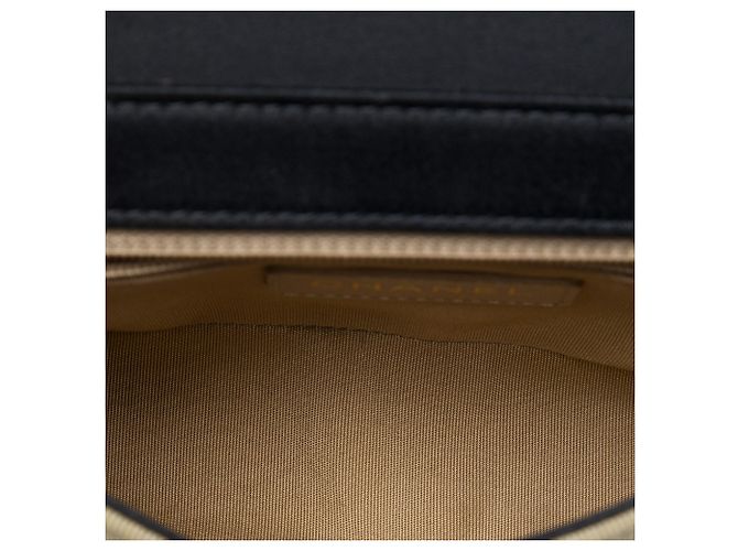 Chanel Beige Small Quilted Bicolor Grosgrain Mademoiselle Single Flap - vista 4
