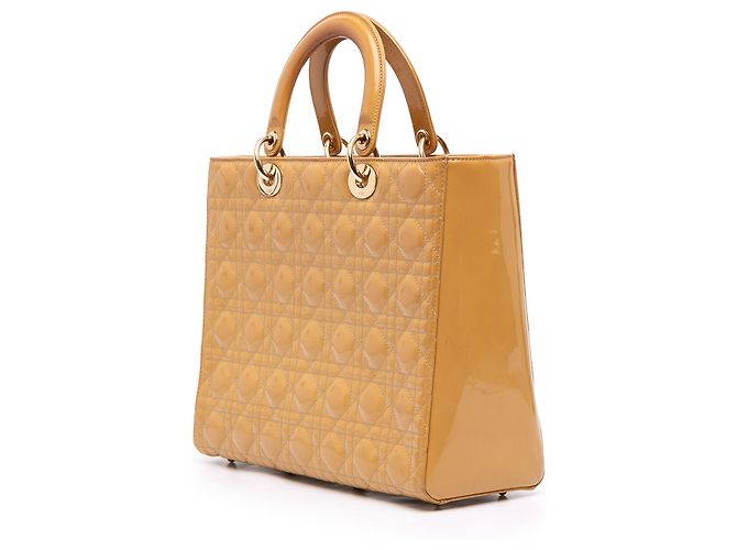 Dior Beige Large Patent Cannage Lady Dior - vista 2
