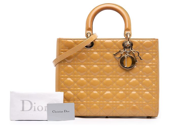 Dior Beige Large Patent Cannage Lady Dior - vista 7