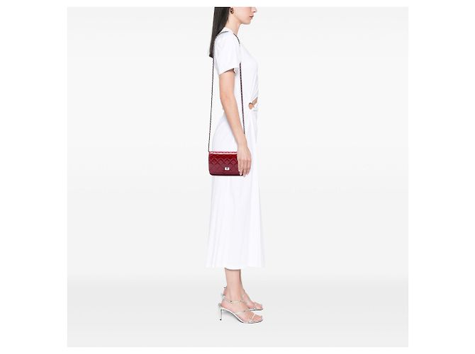 Wallet On Chain Portafoglio con catena Chanel Red Quilted Patent Reissue 2.55 Rosso - vista 6