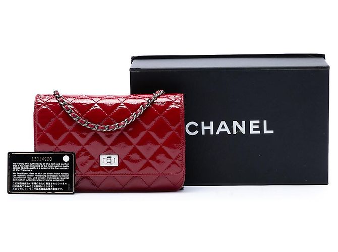 Wallet On Chain Portafoglio con catena Chanel Red Quilted Patent Reissue 2.55 Rosso - vista 7