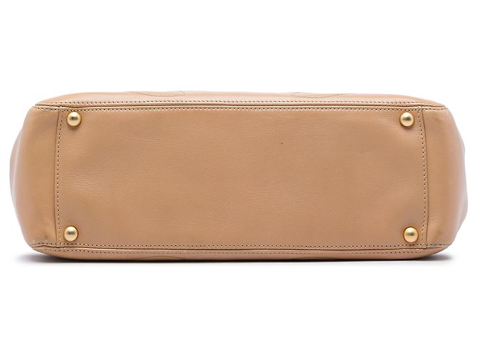 Tote Chanel en agneau beige avec triple CC - vue 3