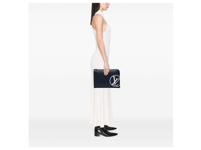 Pochette Jour GM Louis Vuitton Blue Taurillon Initials Circle Blu navy - vista 5