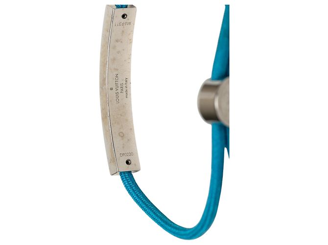 Bracciale LV Space in nylon blu e ottone Louis Vuitton - vista 5