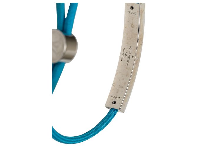 Bracciale LV Space in nylon blu e ottone Louis Vuitton - vista 6