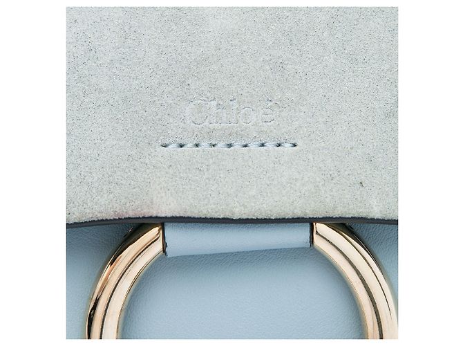 Chloé Faye Crossbody in scamosciato e pelle di vitello blu, piccola Blu chiaro - vista 5