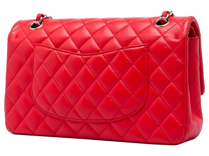 Chanel Red Medium Classic Lambskin Double Flap Rosso - vista 2