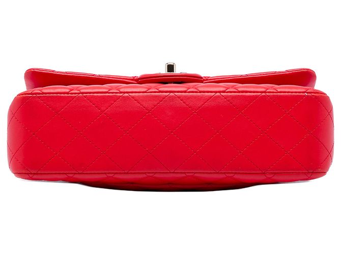 Chanel Red Medium Classic Lambskin Double Flap Rosso - vista 3