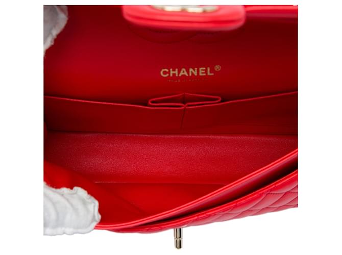 Chanel Red Medium Classic Lambskin Double Flap Rosso - vista 4
