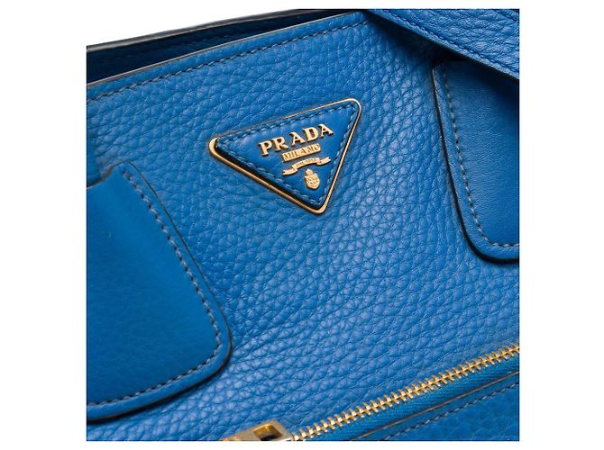 Tote convertibile con tasca frontale in Vitello Daino blu Prada - vista 5