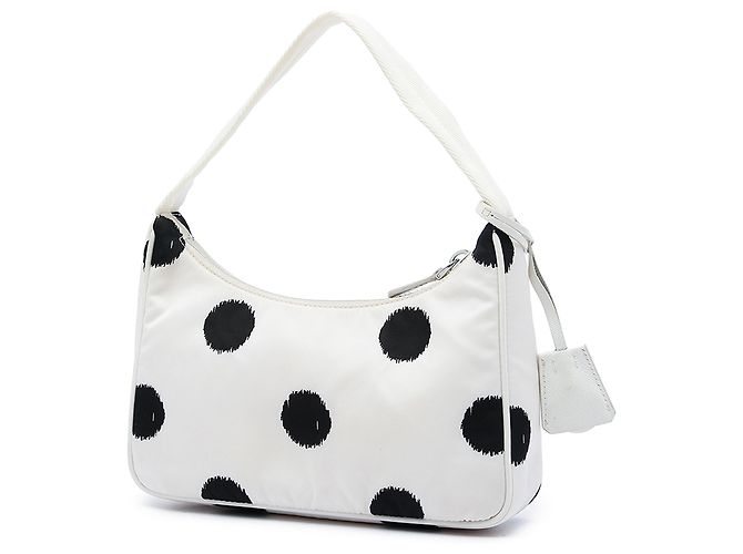 Borsa a Spalla Prada White Mini Re Nylon Polka Dot Re Edition 2000 Bianco - vista 2