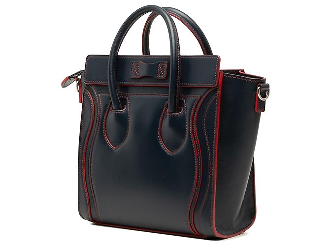 Céline Borsa Tote Luggage in pelle di vitello liscia bicolore blu Nano di Celine - vista 2