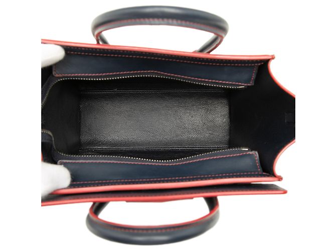 Céline Borsa Tote Luggage in pelle di vitello liscia bicolore blu Nano di Celine - vista 4