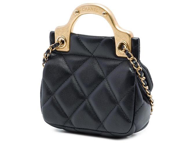 Chanel Black CC gestepptes Kalbsleder Lady Kartenetui mit Chain Top Handle Tasche Schwarz - Ansicht 2