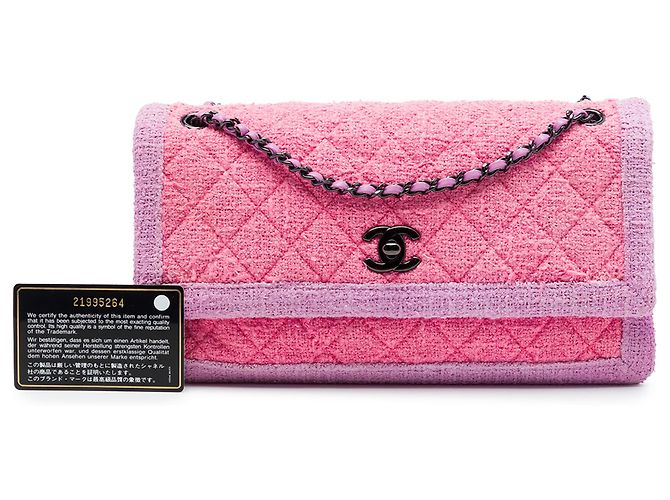 Chanel Pink CC Tweed Trapuntato con patta a soffietto Rosa - vista 7