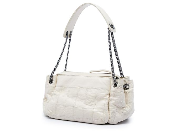 Borsa a tracolla a soffietto Chanel White Chocolate Bar Lambskin LAX Bianco Crudo - vista 2
