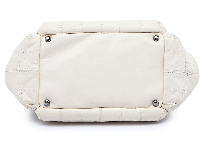 Borsa a tracolla a soffietto Chanel White Chocolate Bar Lambskin LAX Bianco Crudo - vista 3