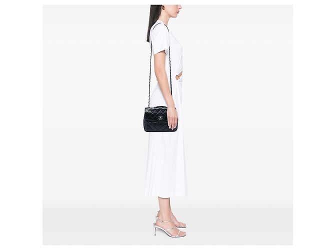 Chanel Black CC Quilted Calfskin Single Flap Nero - vista 5