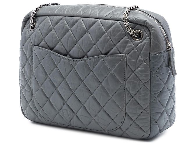 Borsa Camera Chanel Reissue 2.55 in pelle di vitello trapuntata grigia Large Marrone - vista 2
