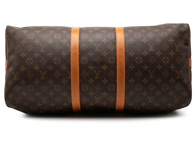 Louis Vuitton Marrone Monogram Keepall Bandouliere 55 - vista 3
