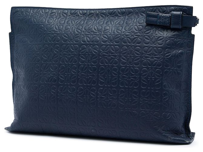 Clutch LOEWE Blue Embossed Anagram Leather Repeat T Blu navy - vista 2